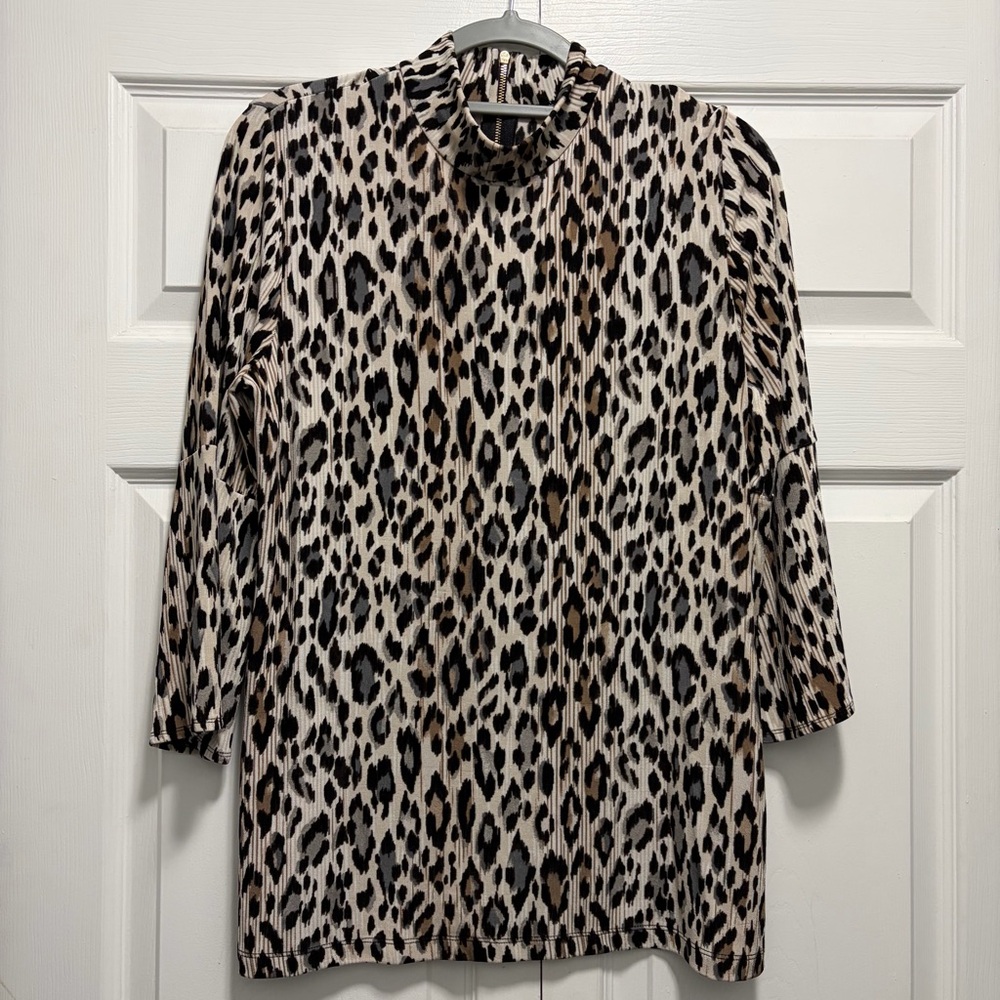 Chico's Animal Print Blouse - Black and Brown